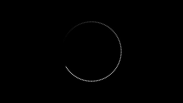 White circular tech interface loader spinning loop animation on black background