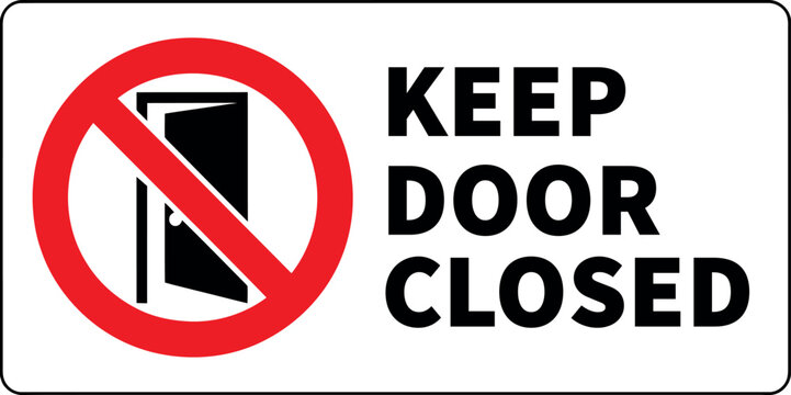 Keep door closed prohibition sign with door icon