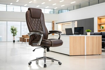 Fototapeta premium Modern Office Executive Chair In Contemporary Workspace Setting