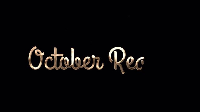 October Ready Gold Handwriting Animation with smooth animated lettering rendered in 4K resolution transparent background