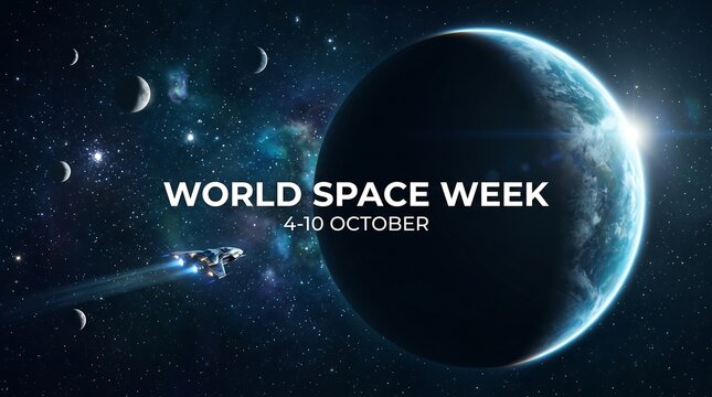 World space week celebration with earth and starry night background