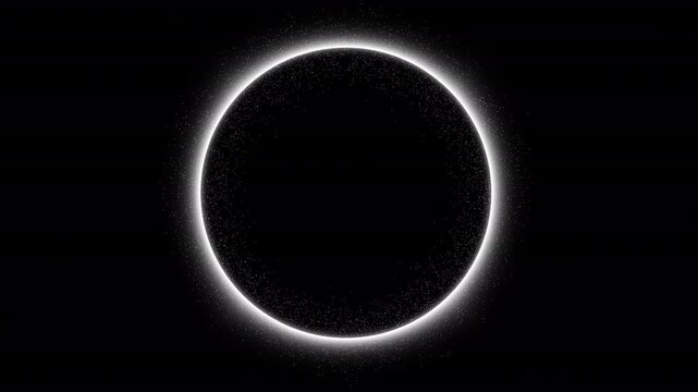 Bright white circular light ring with soft glow and subtle particles, isolated footage with alpha channel for overlays, transitions and abstract visual effects