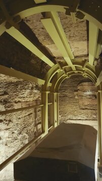 Catacombs and sarcophagi for the burial of mummies of sacred Apis bulls in the ancient Serapeum complex at Saqqara, Egypt.