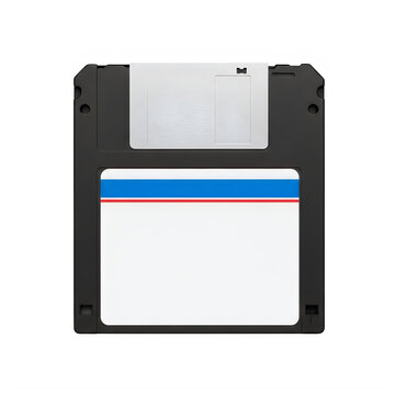 Black floppy disk for data storage isolated on white background