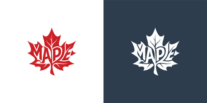 Maple leaf logo design featuring red and white vector graphic style