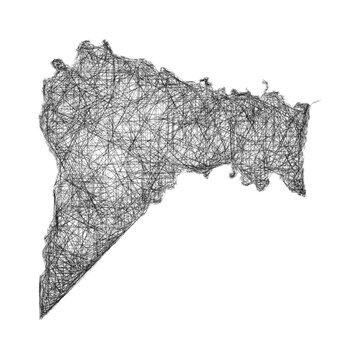 Black and white sketch Nassau County (Florida) outline map design
