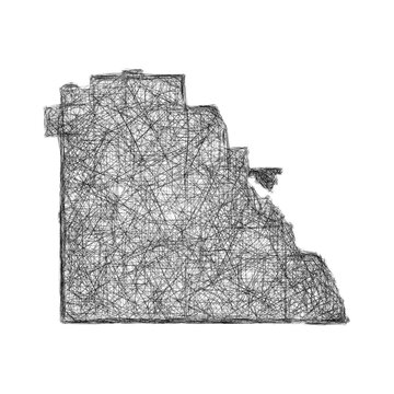Sketch black and white Polk County (Florida) outline map design