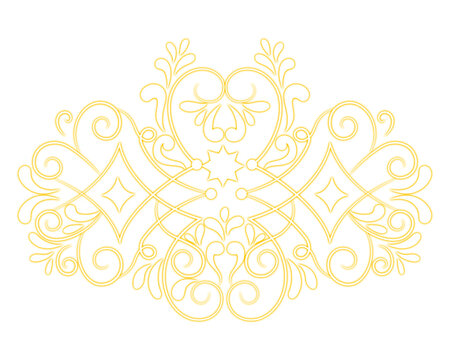 Elegant golden filigree flourish with vintage Victorian style decorative elements isolated on white background transparent background