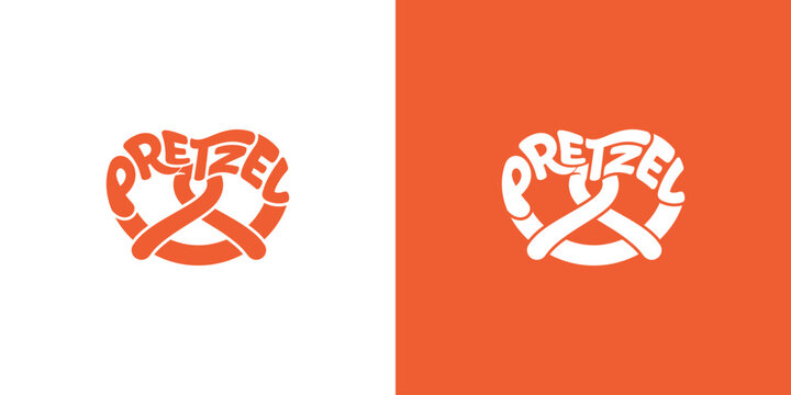 Pretzel snack typography logotype concept with twisted shape