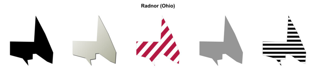 Obraz premium Radnor (Ohio) blank outline map set