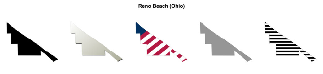 Obraz premium Reno Beach (Ohio) blank outline map set