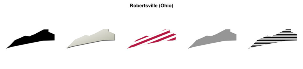 Obraz premium Robertsville (Ohio) blank outline map set