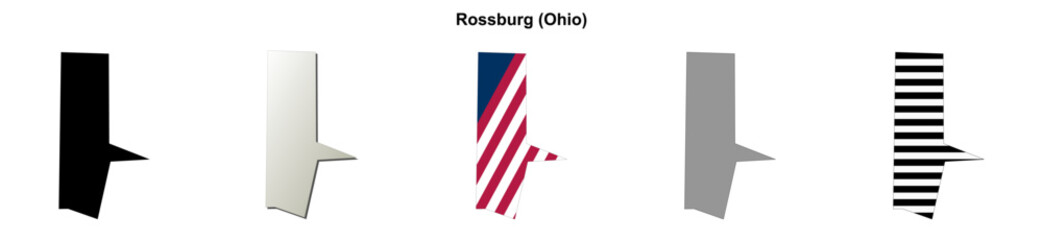 Obraz premium Rossburg (Ohio) blank outline map set