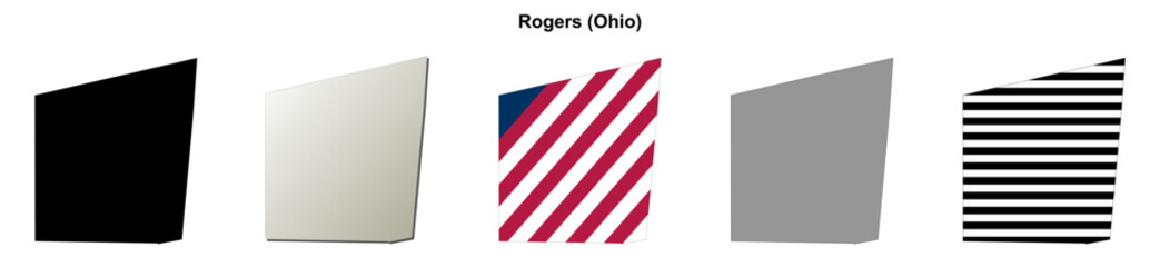 Obraz premium Rogers (Ohio) blank outline map set