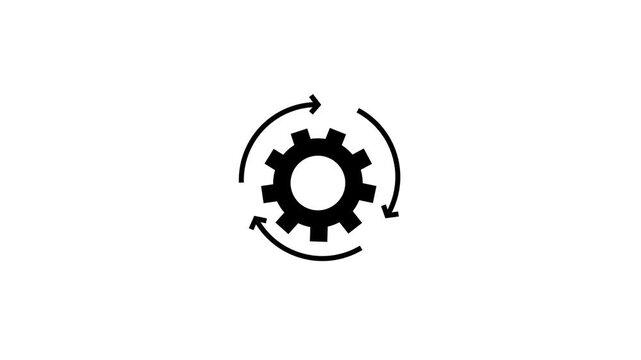 Gear rotates clockwise on a white background