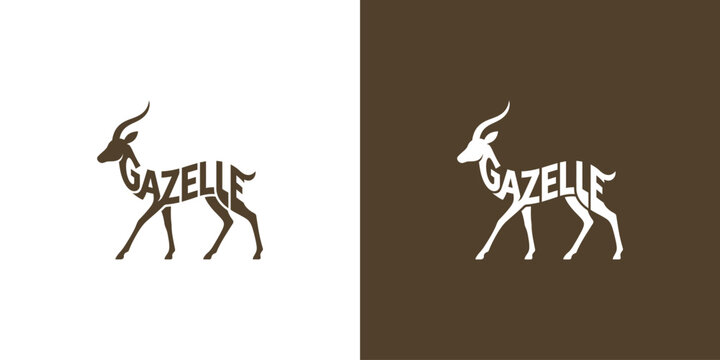 GAZELLE Logo with Integrated Animal Typography