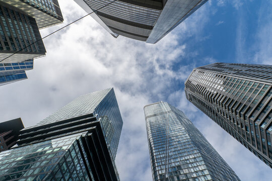 Frankfurt skyscrapers bottom up view