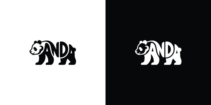 PANDA  Logo with Integrated Animal Typography