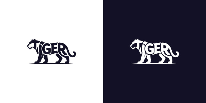 tiger Logo with Integrated Animal Typography