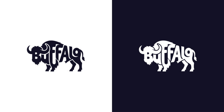 buffalo Logo with Integrated Animal Typography