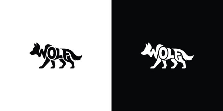 wolf Logo with Integrated Animal Typography