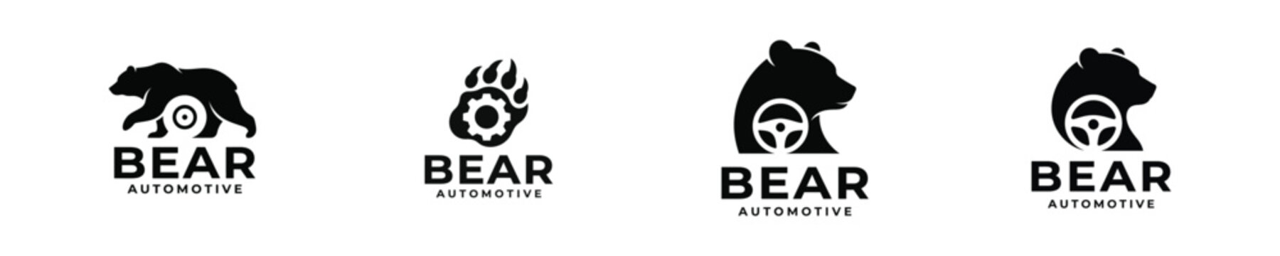 Bear Automotive Brand Identity Collection Animal Logo Typography Logo Design Vector