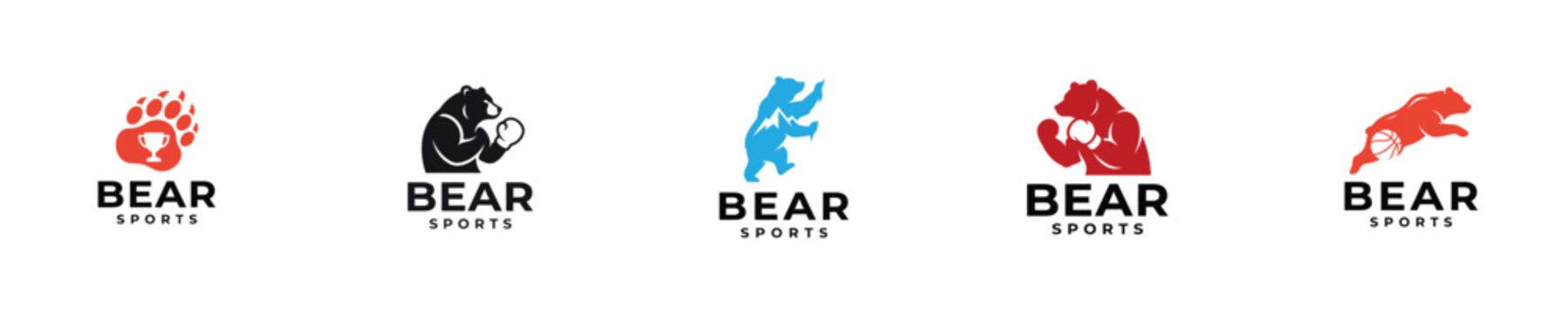 Bear Sport Brand Identity Collection Animal Logo Typography Logo Design Vector