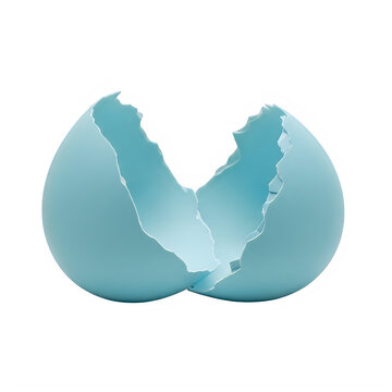 Broken light blue egg shell isolated on a white background