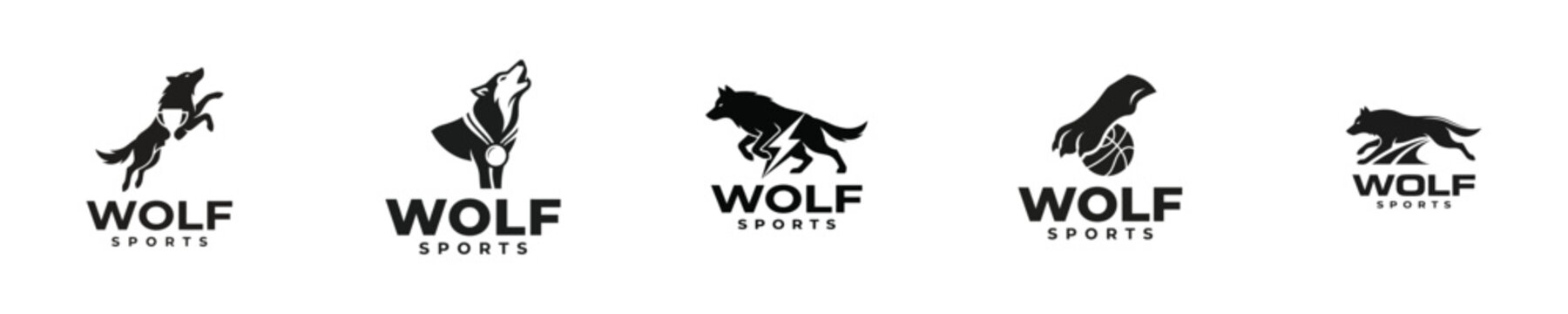 Wolf Sport Brand Identity Collection Animal Logo Typography Logo Design Vector