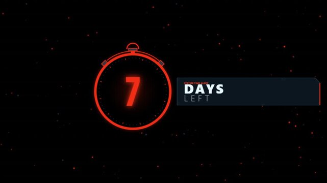 Seven days left countdown timer digital motion overlay clock