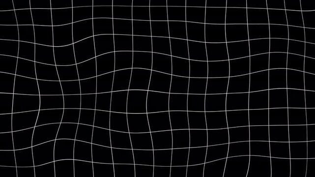 Animated abstract warped grid with flowing wavy lines and liquid distortion effect, isolated with alpha channel for motion graphics, technology and digital backgrounds