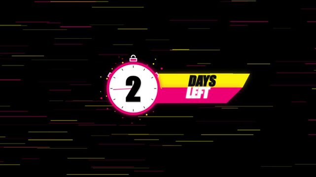 2 days left countdown timer motion with dynamic speed lines clock