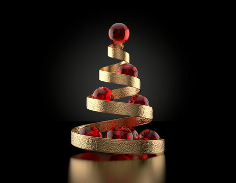 Arvore de Natal em vidro e ouro 3d