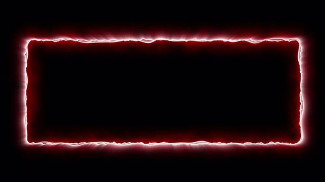 Glowing red rectangular neon frame with electric energy effect, animated on transparent background with alpha channel, ideal for titles, overlays and transitions