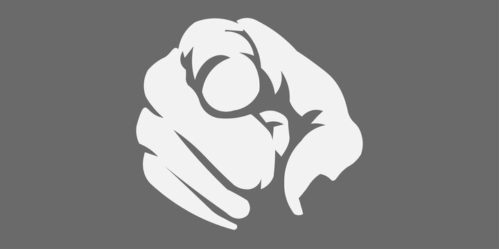Cartoon illustration of a hand pointing a finger at you. vektor