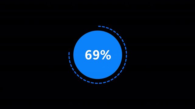 Animated payment processing progress indicator with percentage counter and circular loading bar, isolated with alpha channel for finance, checkout and transaction interfaces
