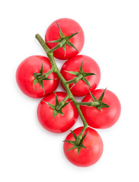 Cocktail tomatoes on a vine isolated on a white