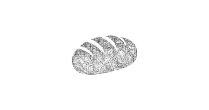 Sketch bread loaf icon animation - smooth progressive reveal