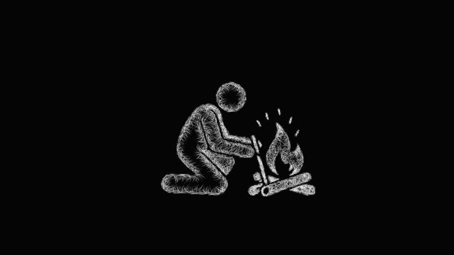 Sketch fire making icon animation - smooth progressive reveal