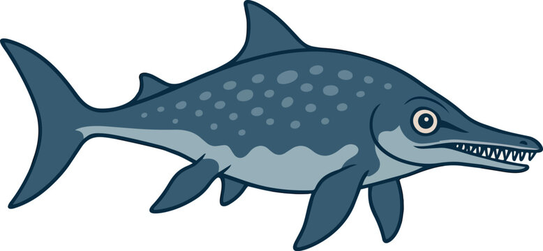 Side view minimalistic ichthyosaur illustration