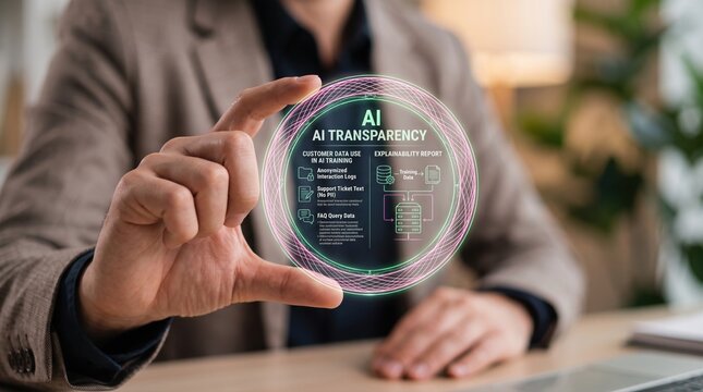 Holographic Projection Illustrating Principles of Ethical Artificial Intelligence, Data Governance, and Responsible Technological Implementation