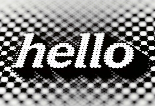 Vibrant pop art design featuring bold halftone textures and the word &ldquo;hello,&rdquo; blending playful graphic style with modern visual impact suitable for diverse creative uses