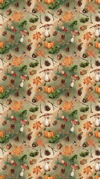 Cozy Woodland Autumn Animals Seamless Pattern
