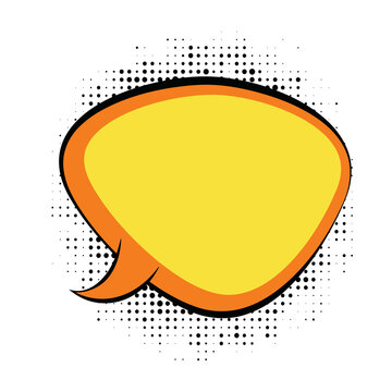 Isolated comic book style speech bubble with yellow fill and halftone dotted background transparent background