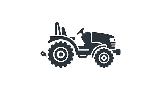 Minimalist black icon representing a compact utility tractor for agricultural