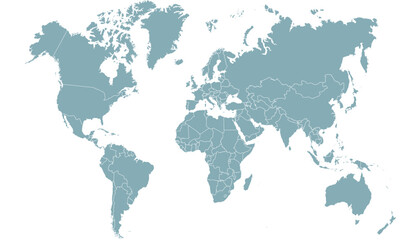 Fototapeta premium World map. Grey modern vector map. Silhouette map.
