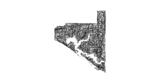 Sketch Bay outline map animation - smooth progressive reveal
