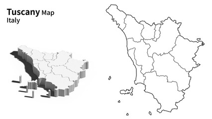 Fototapeta premium Tuscany Region Map Italy with Province Boundaries, Minimal European Administrative Division Line Vector Illustration