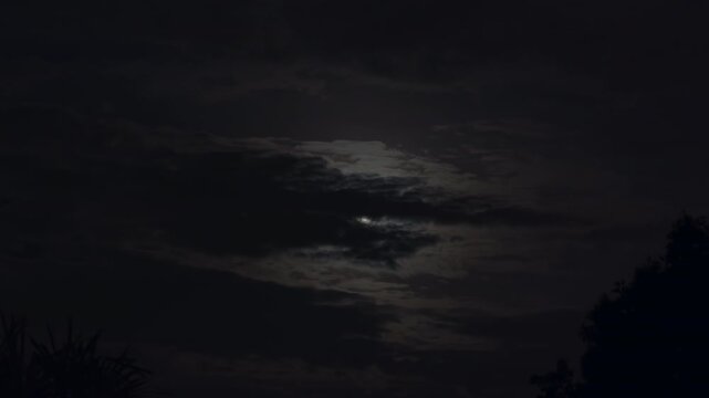 Close-up of a glowing full moon in the dark night
