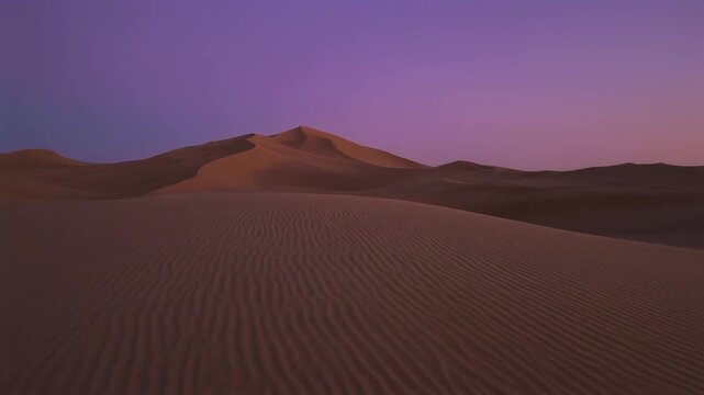 Desert Dunes at Dusk Golden Sand Ripples Under Purple Twilight Sky